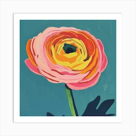 Ranunculus 1 Square Flower Illustration Art Print