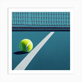 Tennis Ball On Court Flat Design Illustration Art Print