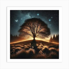 Tree In The Night Art Print