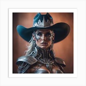 Cowgirl In A Cowboy Hat Created by using Imagine AI Art Art Print