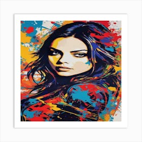 Woman With Colorful Paint Splatters Art Print