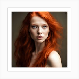 Portrait Of A Woman With Red Hair Art Print