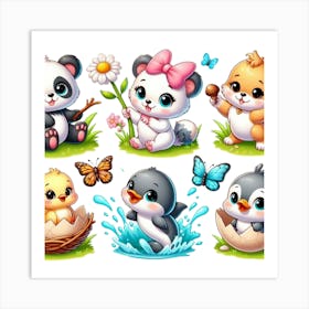 Cute Panda Bears 1 Art Print