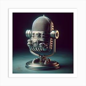 Vintage Microphone On A Dark Background Art Print