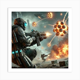 Sci Fi Grenade Barrage 1024x1024 Art Print