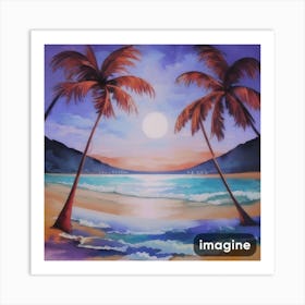 Palm Trees At Sunset Art Print