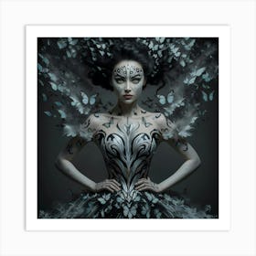 Woman With Butterflies Art Print