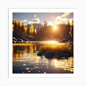 Sunrise Over A Lake Art Print