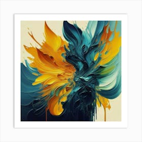 Gorgeous, distinctive yellow, green and blue abstract artwork 2 Art Print