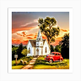 FM-65 SMALL TOWN CHURCH Art Print