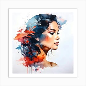 Watercolor Portrait Of A Woman 3 Art Print