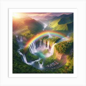Rainbow Over Waterfall 1 Art Print