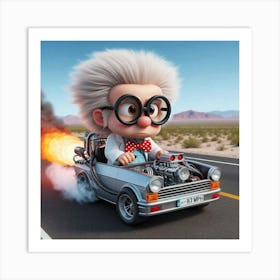 Cartoon Character Driving A Car 3 Art Print