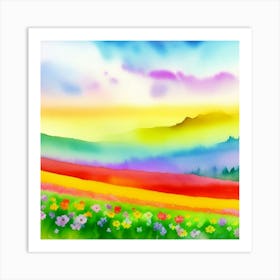 Watercolor Flower Meadow Art Print