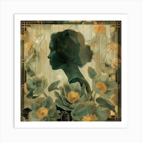 Portrait Of A Woman With Flowers 8 Art Print