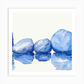 Watercolor - Blue Rocks Art Print