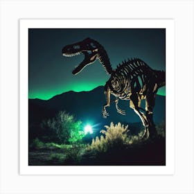 Dinosaur At Night Art Print