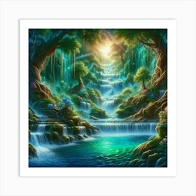 Waterfall In The Forest 70 Art Print