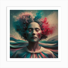 Woman With Colorful Hair 3 Art Print