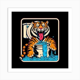 Tiger In The Toilet 3 Art Print