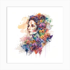 Watercolor Floral Woman #3 Art Print