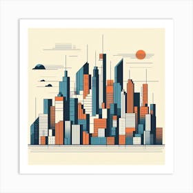 City Skyline Abstract Geometric Art Print