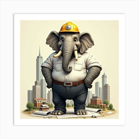 Flux Dev A Detailed Illustration Of An Anthropomorphic Elephan 0 Art Print