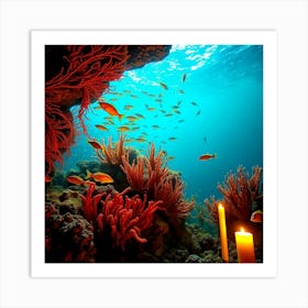 Coral Reef With Candles Art Print