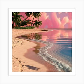 Sunset At The Beach 1 Art Print