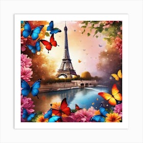 Paris With Butterflies 173 Art Print