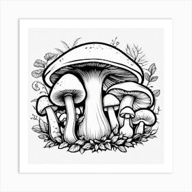 Mushrooms In The Forest 28 Art Print