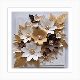 Flowers in gold 9 Art Print