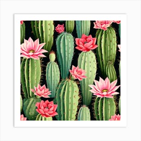 Pink Cactus Art Print