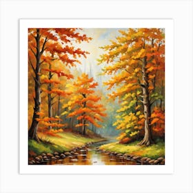 Forest In Autumn In Minimalist Style Square Composition 52 Art Print