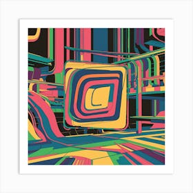 Vibrant Abstract Line Drawing With Bold Intersecting Strokes (4) Art Print