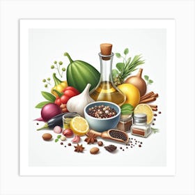 Spices And Herbs Art Print