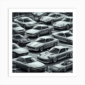 Collection Of Classic Cars Art Print