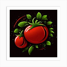 Tomatoes On Black Background 4 Art Print