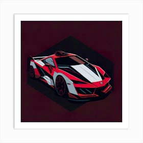 Car Red Artwork Of Graphic Design Flat (46) Art Print