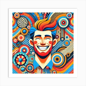 Man With A Colorful Head Art Print