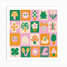 Msuhrooms And Frogs Art Print