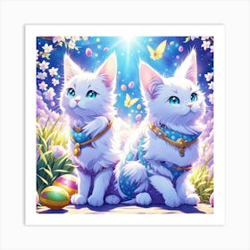 Happy EASTER Day Cats Art Print