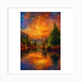 Sunset At The Lake 3 Art Print