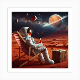 Astronaut relaxing on mars Art Print