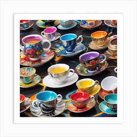 Teacups And Saucers Art Print