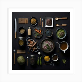 Barbecue Props Knolling Layout (8) Art Print