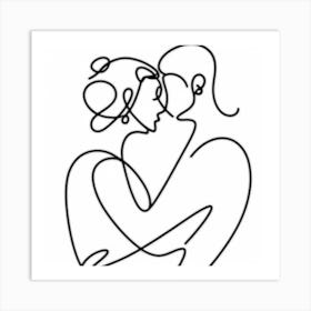 Man And Woman Hugging Art Print