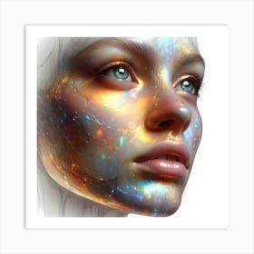 Beauty Face Close Up Detail Drawing With Creative Effects Art Print