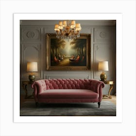 Pink Velvet Sofa Art Print