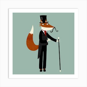 Victorian Fox In Top Hat and Tailcoat Art Print